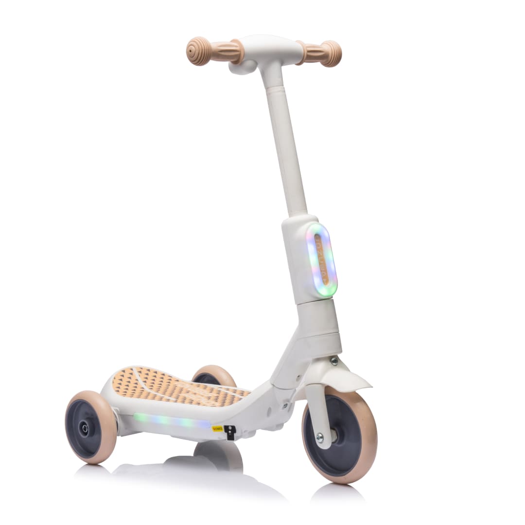 Deluxe Electric Scooter for Kids + Helmet and Knee Pads LED Lights