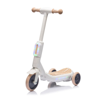 Deluxe Electric Scooter for Kids + Helmet and Knee Pads LED Lights