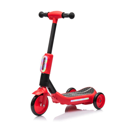 Deluxe Electric Scooter for Kids + Helmet and Knee Pads LED Lights