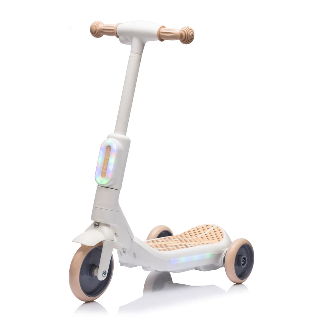 Deluxe Electric Scooter for Kids + Helmet and Knee Pads LED Lights