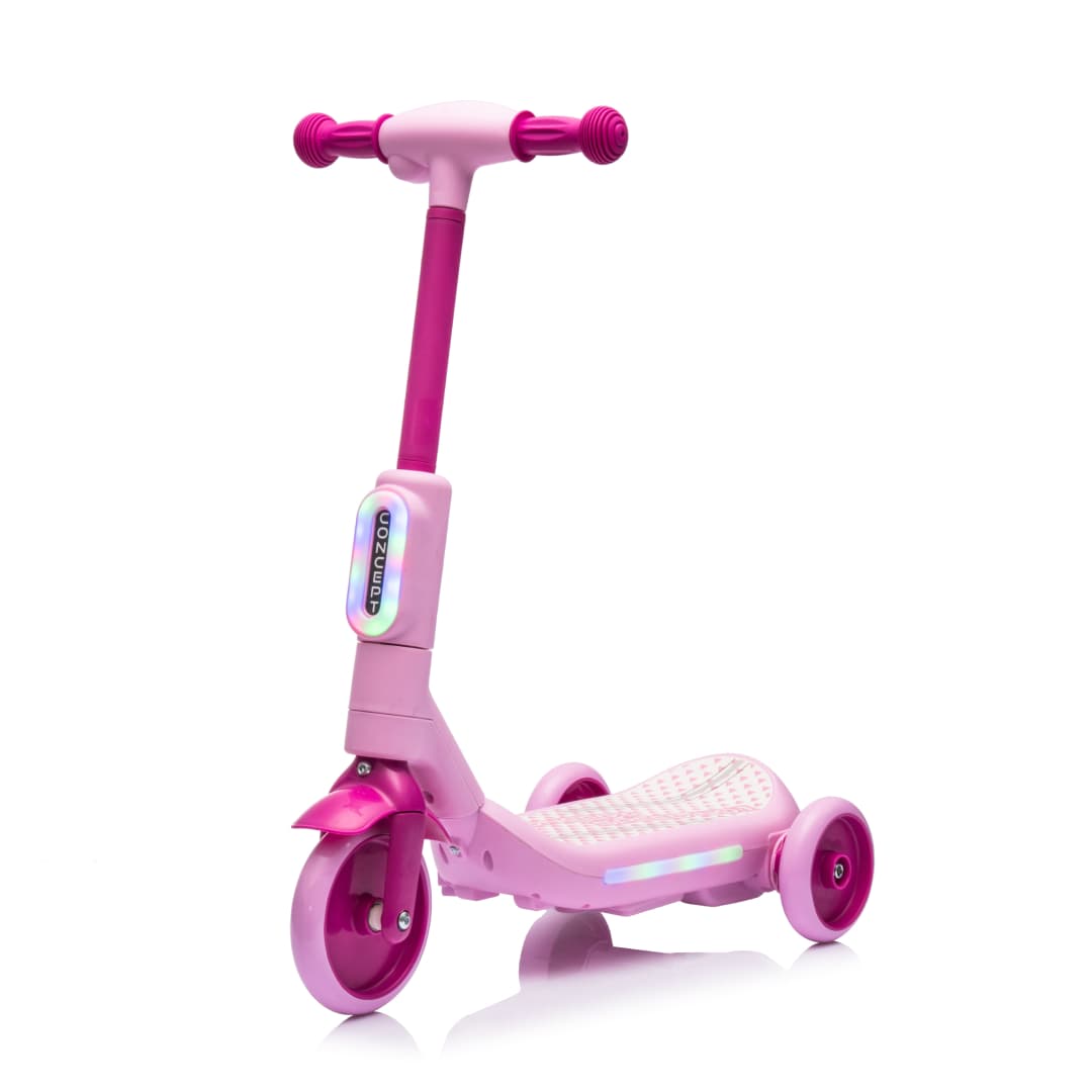 Deluxe Electric Scooter for Kids + Helmet and Knee Pads LED Lights