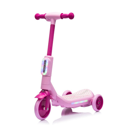 Deluxe Electric Scooter for Kids + Helmet and Knee Pads LED Lights