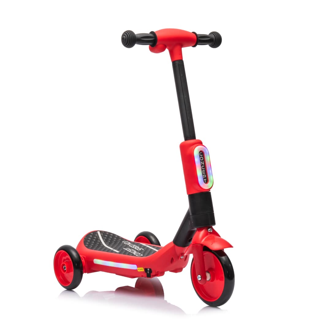 Deluxe Electric Scooter for Kids + Helmet and Knee Pads LED Lights