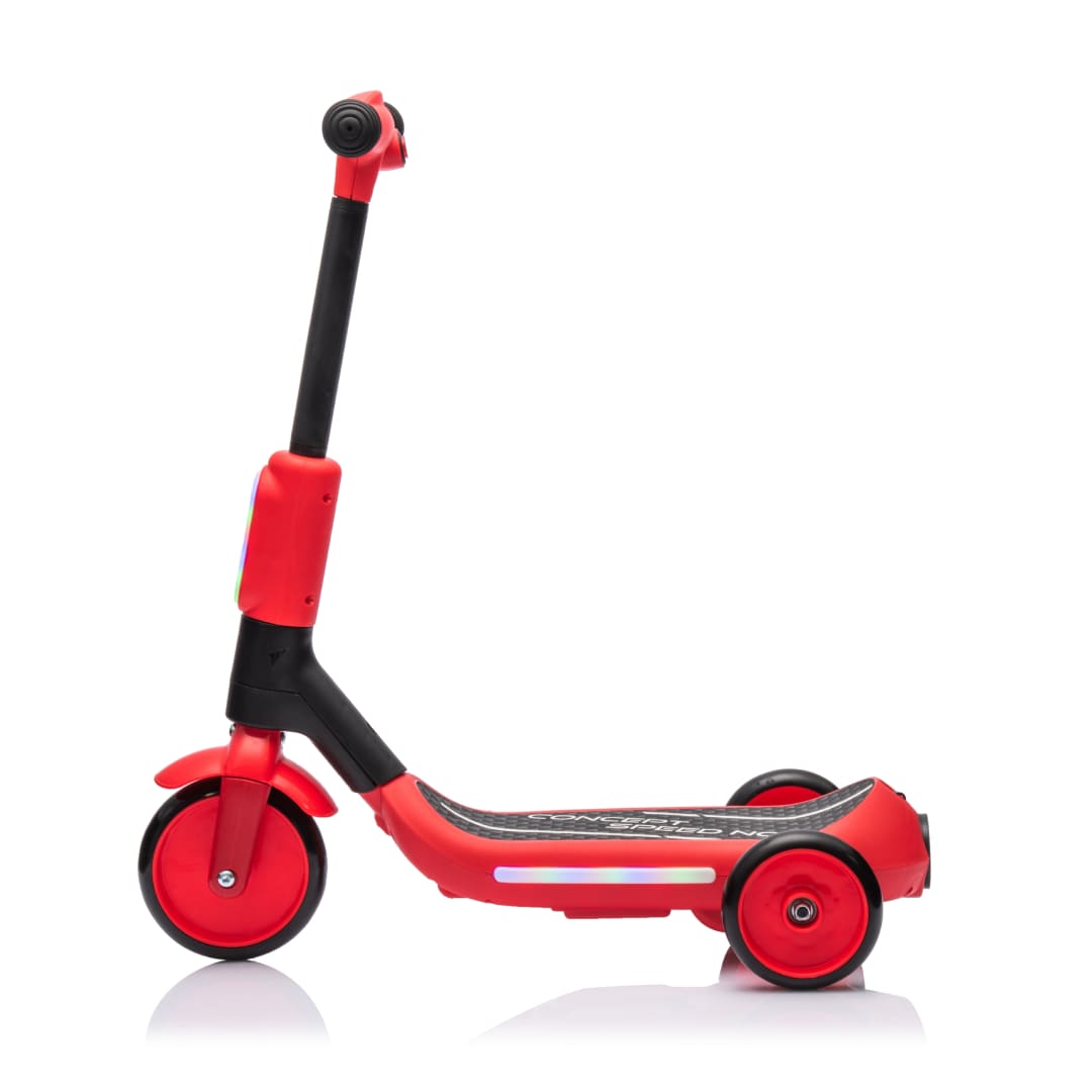 Deluxe Electric Scooter for Kids + Helmet and Knee Pads LED Lights