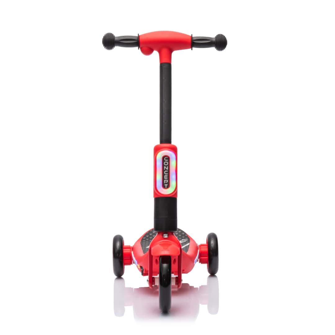 Deluxe Electric Scooter for Kids + Helmet and Knee Pads LED Lights