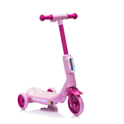 Deluxe Electric Scooter for Kids + Helmet and Knee Pads LED Lights