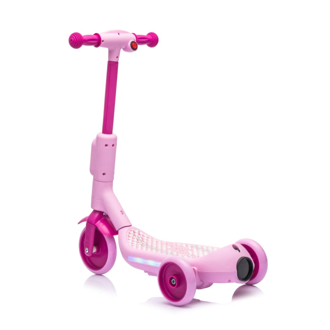 Deluxe Electric Scooter for Kids + Helmet and Knee Pads LED Lights