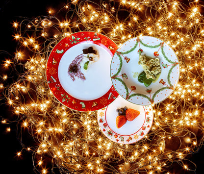 Servizio Piatti Natalizio Joy 18 Pezzi per 6 Persone – Villa Altachiara – Collezione Natalizia in New Bone China