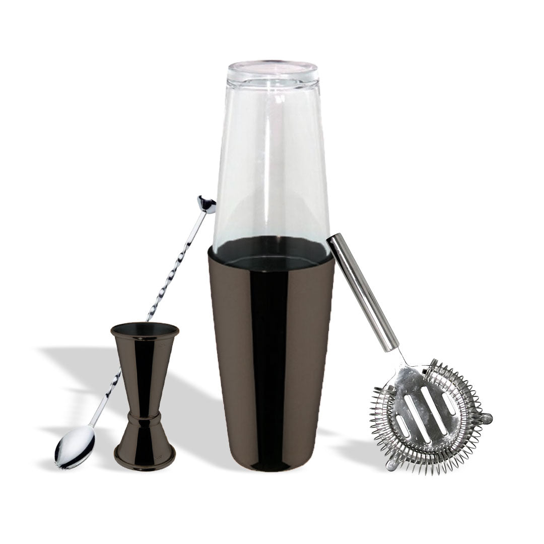 4 Piece Cocktail Set Stirring Spoon / Jigger / Shaker / Strainer Filter