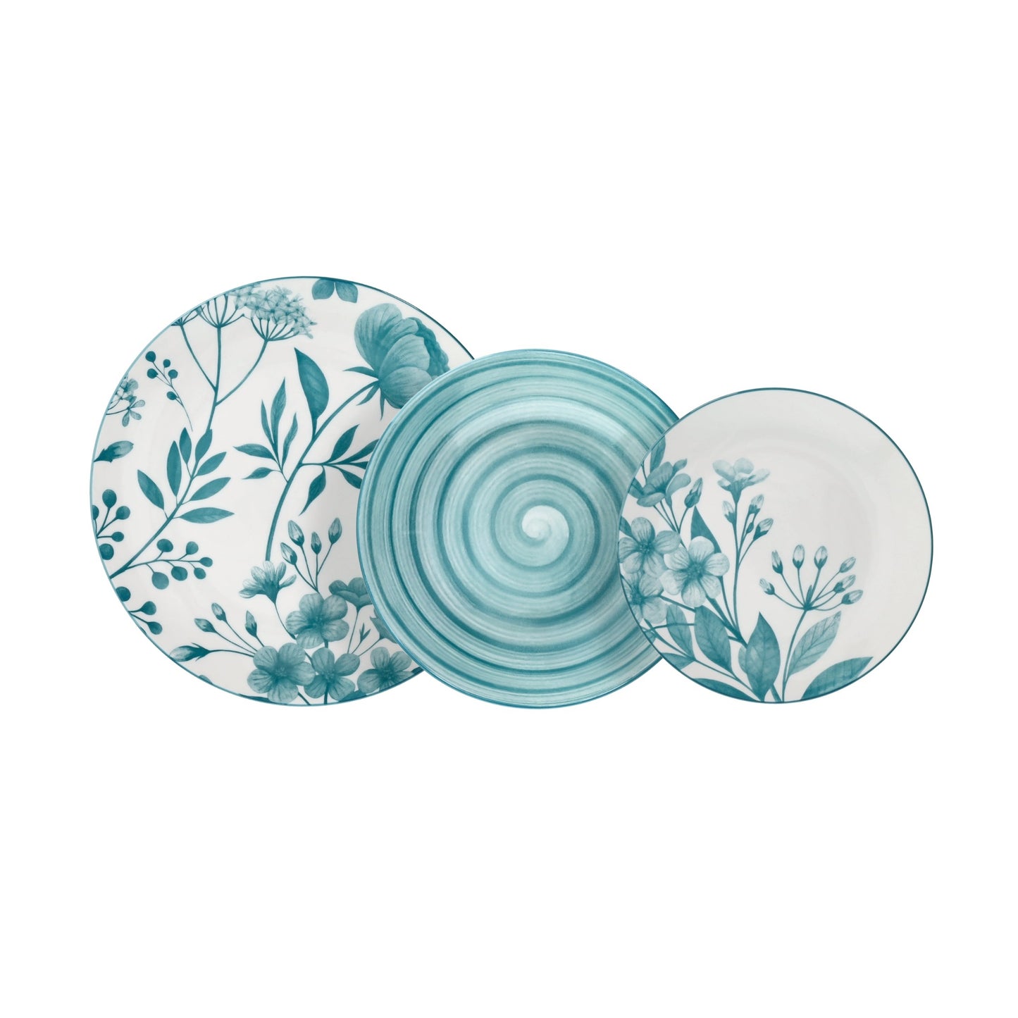 Tognana Servizio Tavola 18 Pezzi Madison Coralie Teal in Porcellana – Eleganza Mediterranea per 6 Persone
