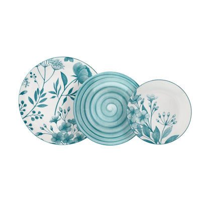 Tognana Servizio Tavola 18 Pezzi Madison Coralie Teal in Porcellana – Eleganza Mediterranea per 6 Persone