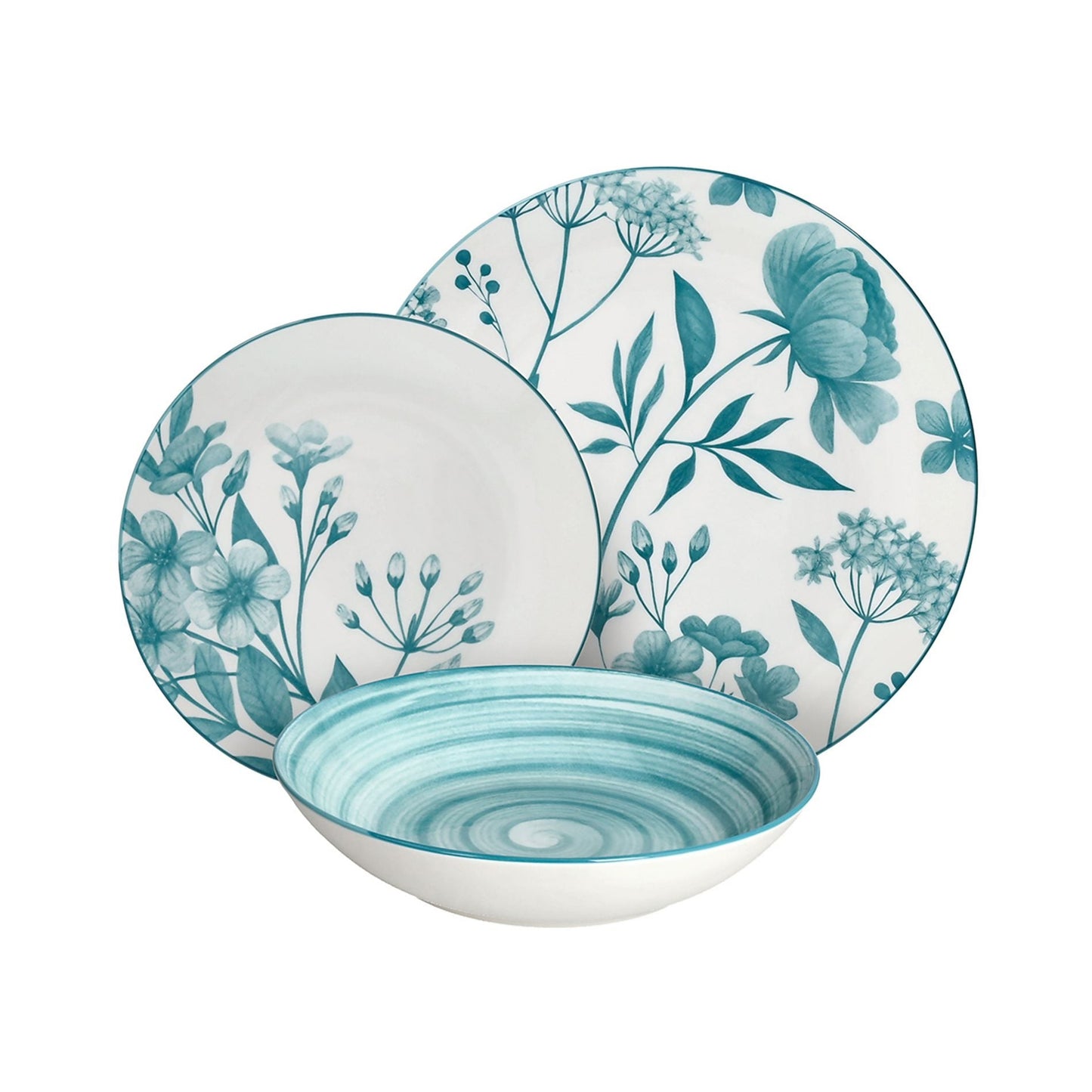 Tognana Servizio Tavola 18 Pezzi Madison Coralie Teal in Porcellana – Eleganza Mediterranea per 6 Persone