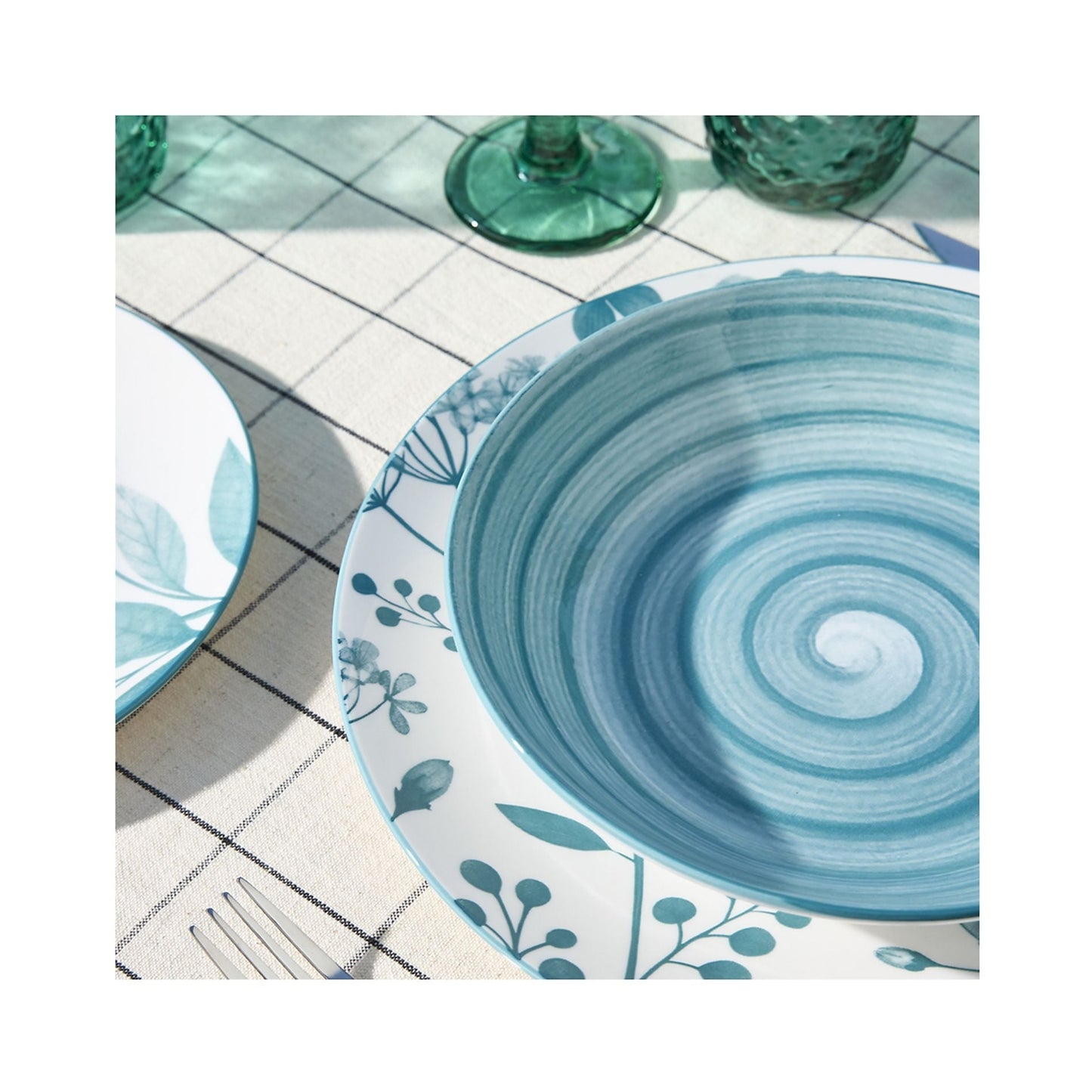 Tognana Servizio Tavola 18 Pezzi Madison Coralie Teal in Porcellana – Eleganza Mediterranea per 6 Persone