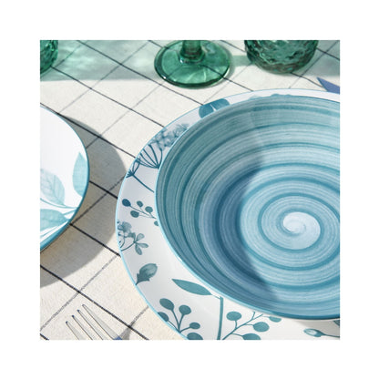 Tognana Servizio Tavola 18 Pezzi Madison Coralie Teal in Porcellana – Eleganza Mediterranea per 6 Persone