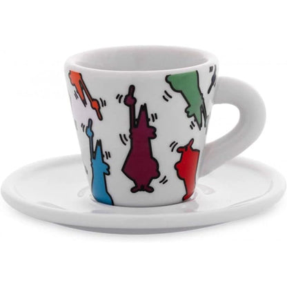 Bialetti Set 4 Tazzine Espresso con Piattino in Porcellana Arte – Tazzine Caffè Design Mirò Kandinsky Haring Matisse 60 ml Idea Regalo Elegante