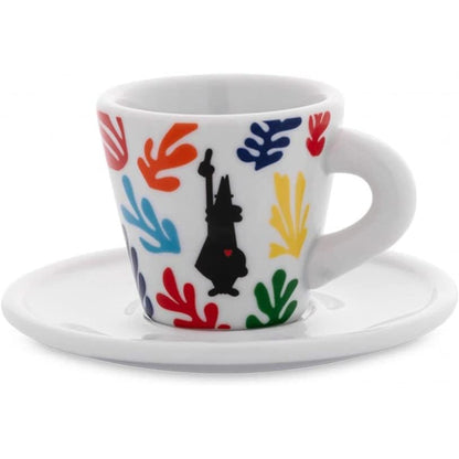 Bialetti Set 4 Tazzine Espresso con Piattino in Porcellana Arte – Tazzine Caffè Design Mirò Kandinsky Haring Matisse 60 ml Idea Regalo Elegante