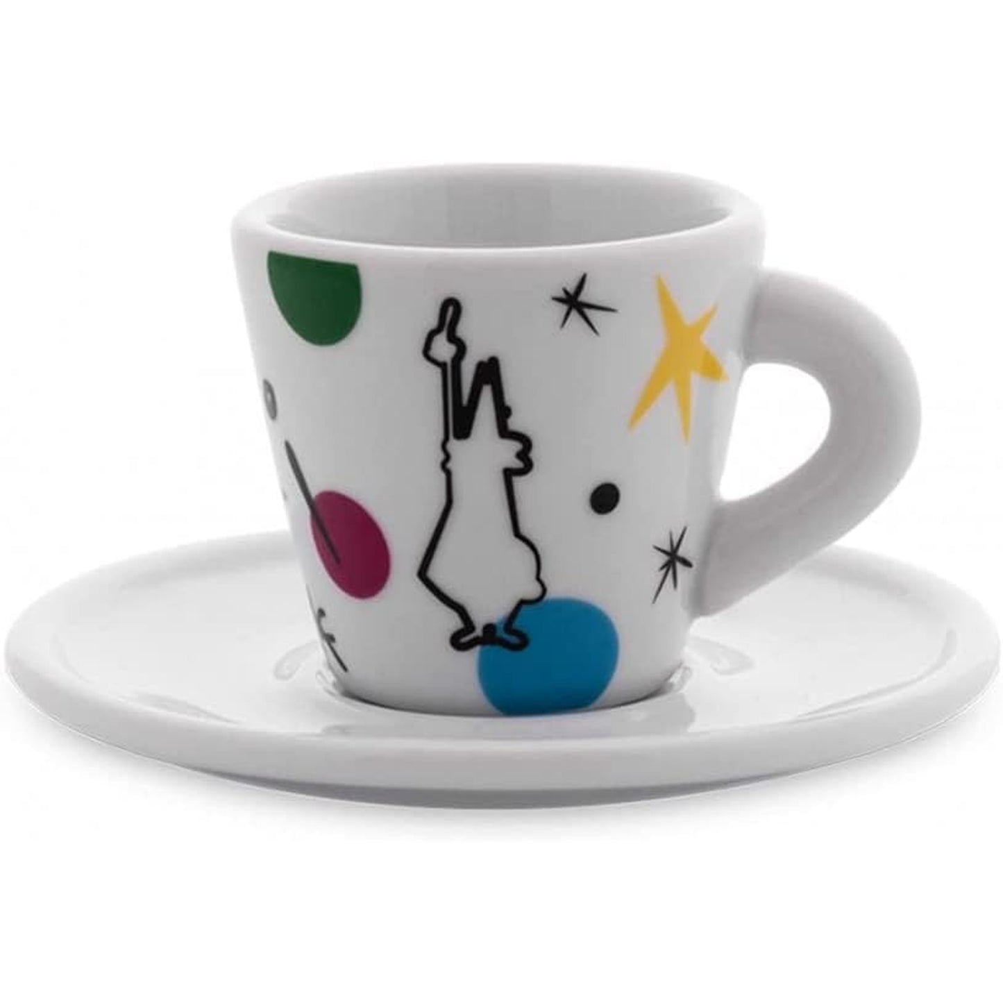 Bialetti Set 4 Tazzine Espresso con Piattino in Porcellana Arte – Tazzine Caffè Design Mirò Kandinsky Haring Matisse 60 ml Idea Regalo Elegante