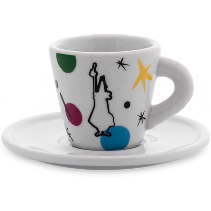 Bialetti Set 4 Tazzine Espresso con Piattino in Porcellana Arte – Tazzine Caffè Design Mirò Kandinsky Haring Matisse 60 ml Idea Regalo Elegante