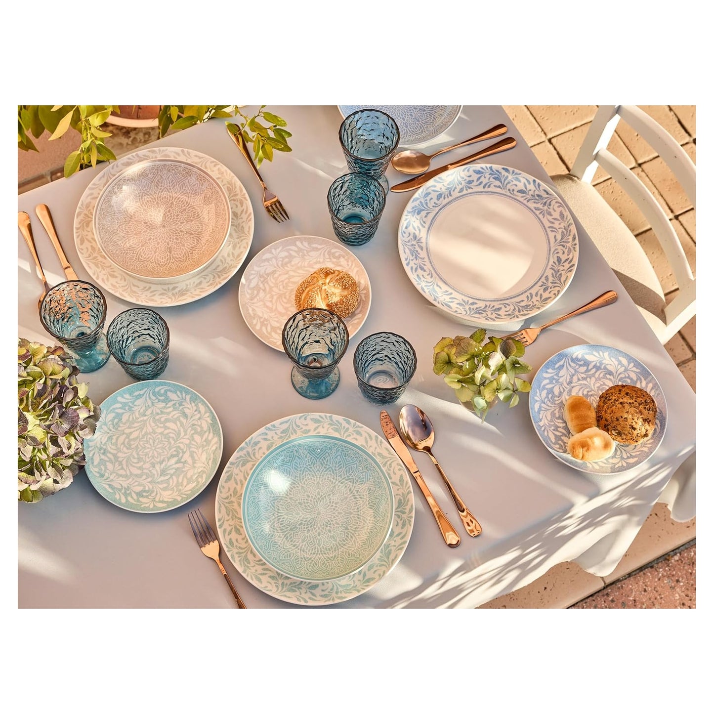 Tognana Servizio Tavola Madison Celine 18 Pezzi in Porcellana Multicolor – Set Piatti 6 Persone Adatto Anche a Lavastoviglie e Microonde