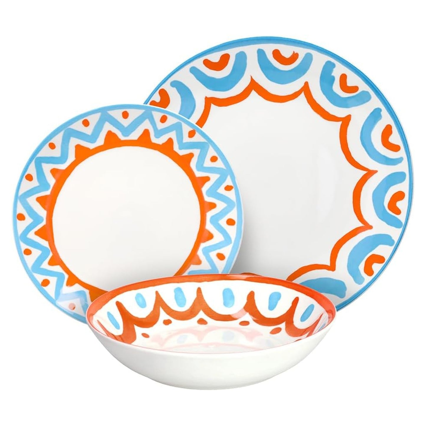 Tognana Servizio Tavola Madison Vietri 18 Pezzi in Porcellana Multicolor – Set Piatti 6 Persone Adatto Anche a Lavastoviglie e Microonde