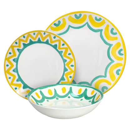 Tognana Servizio Tavola Madison Vietri 18 Pezzi in Porcellana Multicolor – Set Piatti 6 Persone Adatto Anche a Lavastoviglie e Microonde