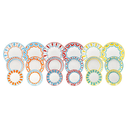 Tognana Servizio Tavola Madison Vietri 18 Pezzi in Porcellana Multicolor – Set Piatti 6 Persone Adatto Anche a Lavastoviglie e Microonde