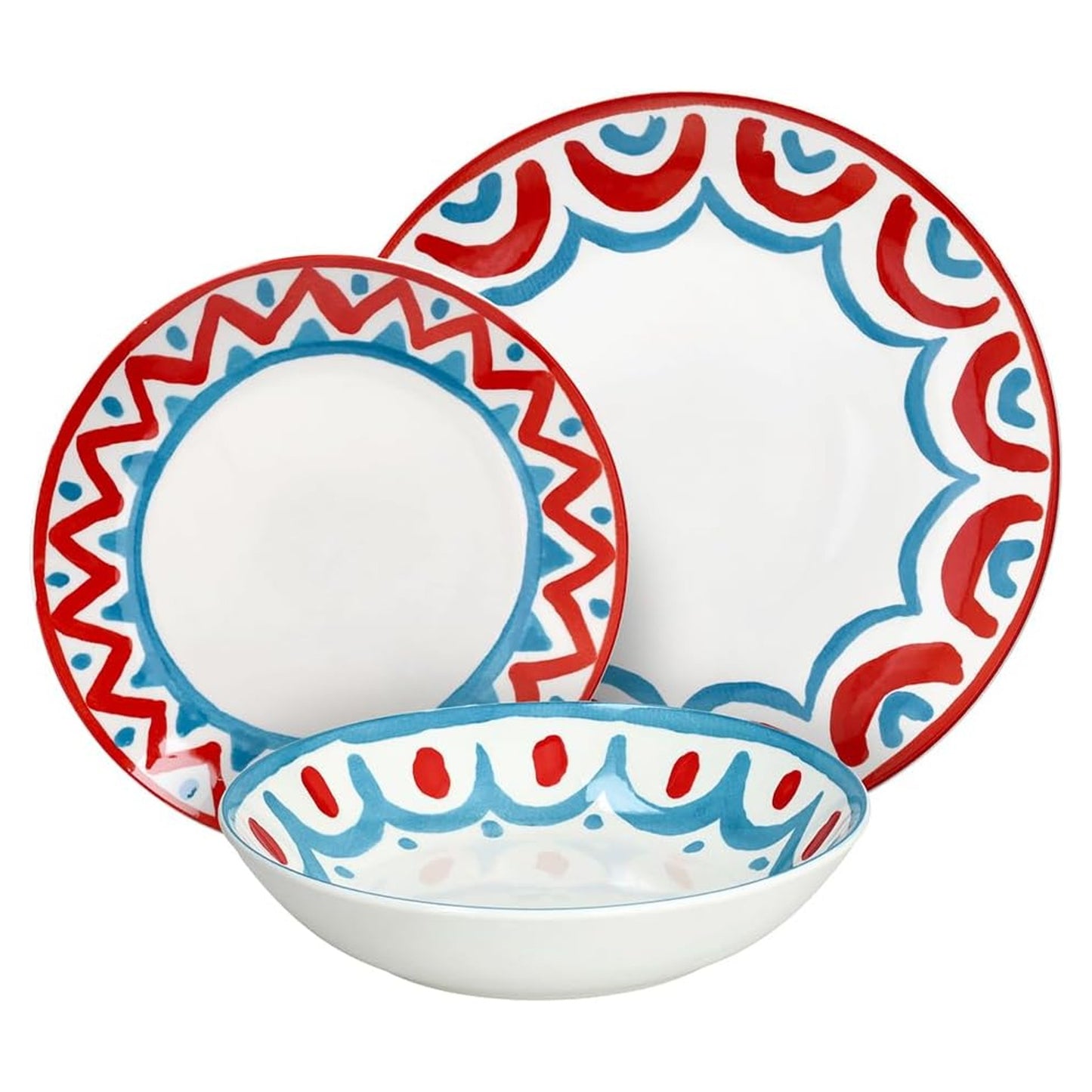 Tognana Servizio Tavola Madison Vietri 18 Pezzi in Porcellana Multicolor – Set Piatti 6 Persone Adatto Anche a Lavastoviglie e Microonde