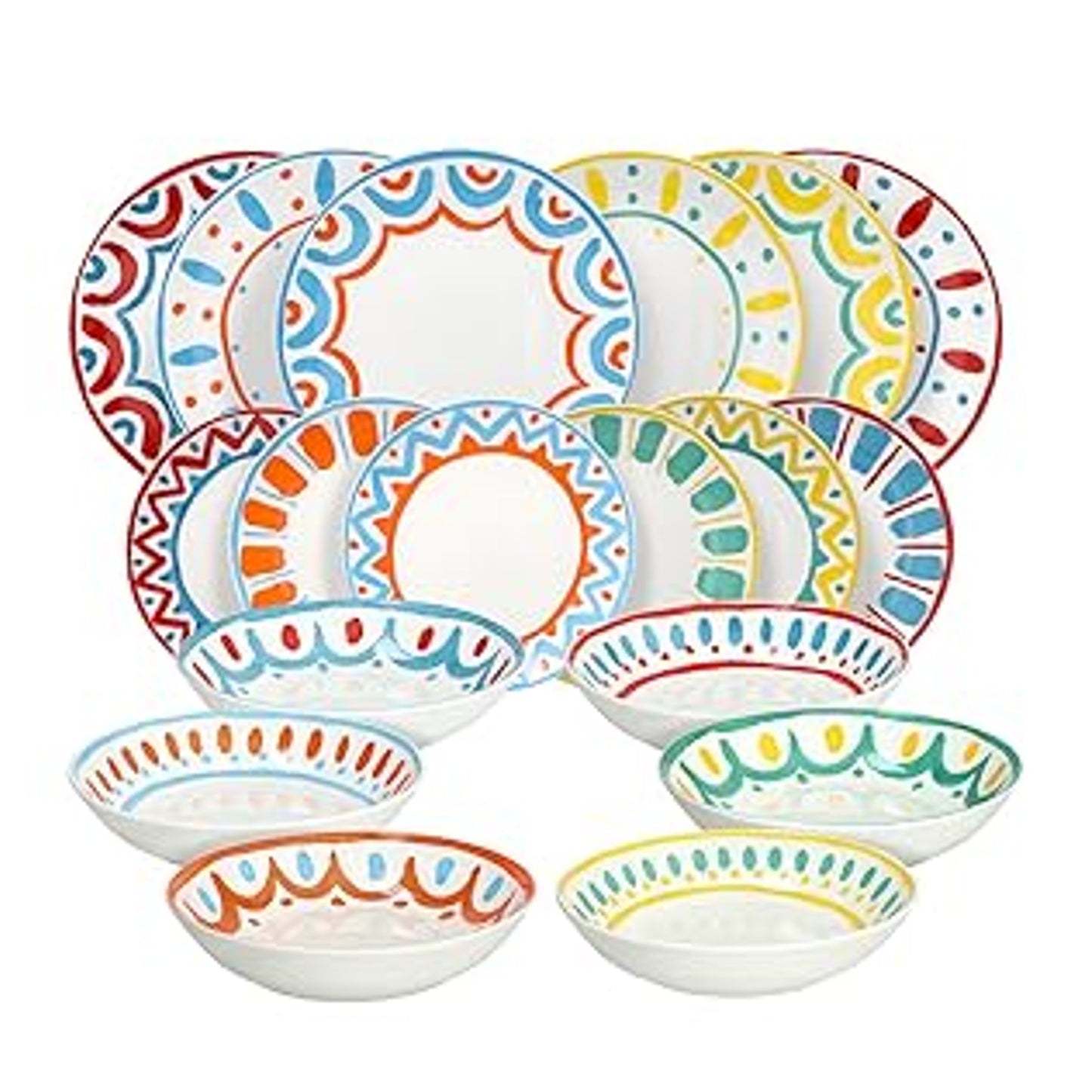 Tognana Servizio Tavola Madison Vietri 18 Pezzi in Porcellana Multicolor – Set Piatti 6 Persone Adatto Anche a Lavastoviglie e Microonde