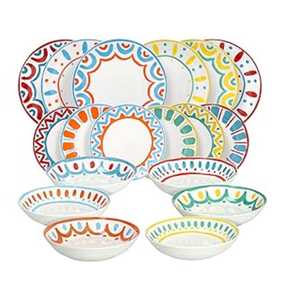 Tognana Servizio Tavola Madison Vietri 18 Pezzi in Porcellana Multicolor – Set Piatti 6 Persone Adatto Anche a Lavastoviglie e Microonde