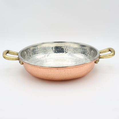 Copper Frying Pan 2 Handles Professional Tinned Saucepan