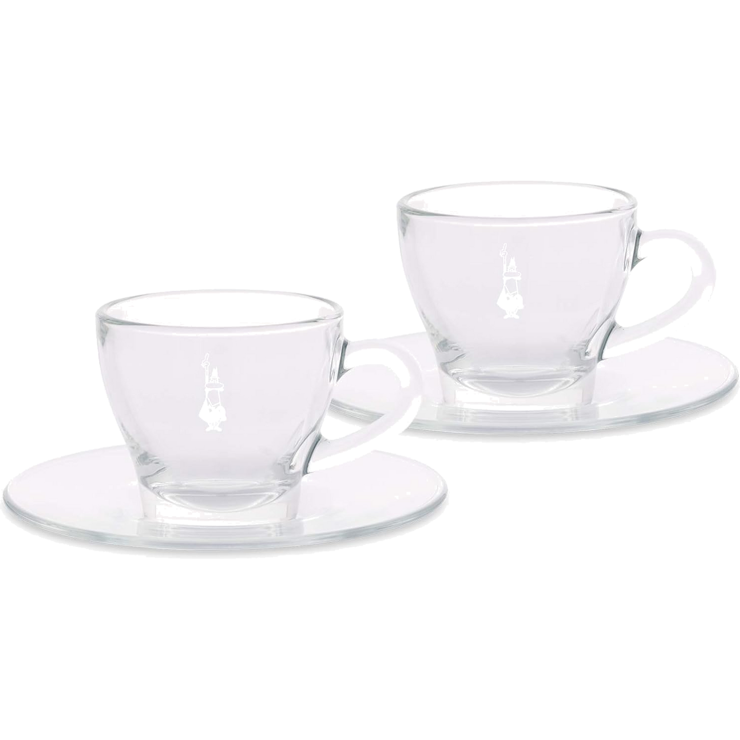 Bialetti Set 2 Tazzine Espresso in Vetro con Piattino 75 ml – Tazze Caffè Trasparenti Eleganti Design Italiano