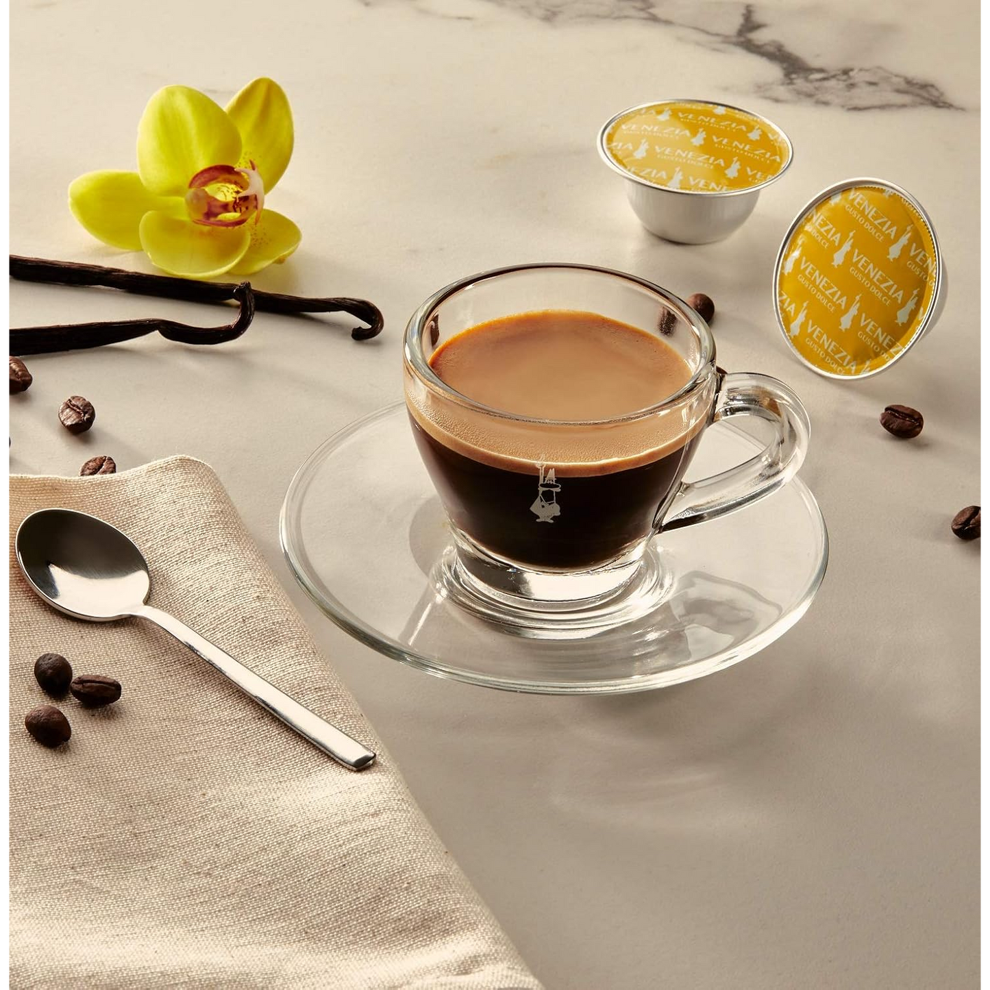 Bialetti Set 2 Tazzine Espresso in Vetro con Piattino 75 ml – Tazze Caffè Trasparenti Eleganti Design Italiano