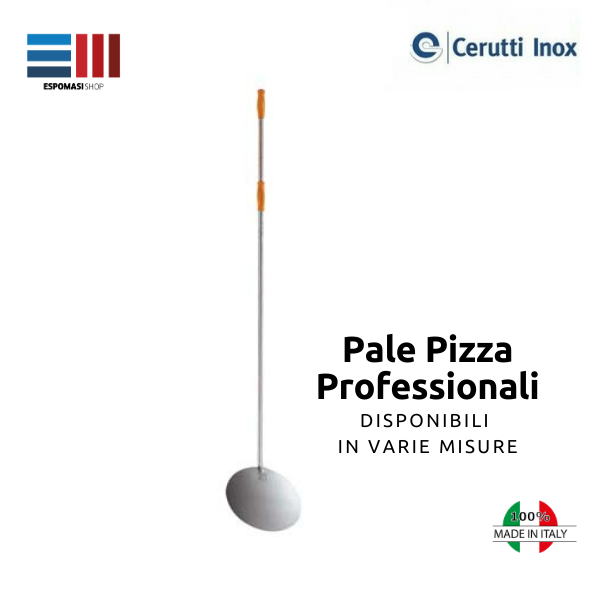 Pala Palettino Pizza, Forata e Piena INOX DIAMETRO 25 CM con Manico Scorrevole Made In Italy Cerutti Inox