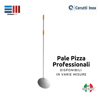 Pala Palettino Pizza, Forata e Piena INOX DIAMETRO 25 CM con Manico Scorrevole Made In Italy Cerutti Inox