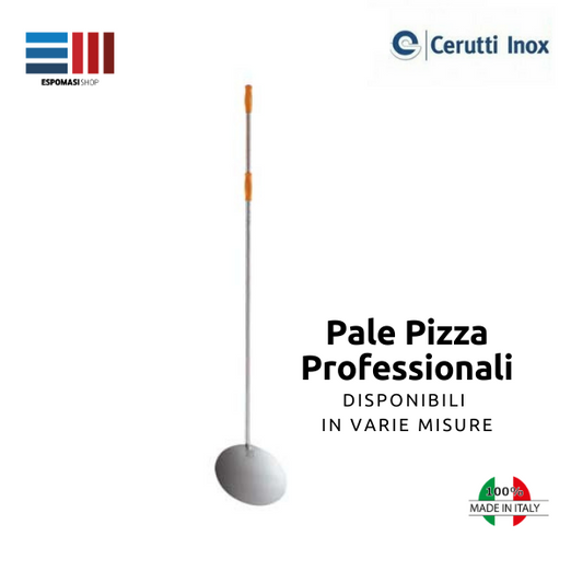 Pala Palettino Pizza, Forata e Piena INOX DIAMETRO 25 CM con Manico Sc -  Espomasishop