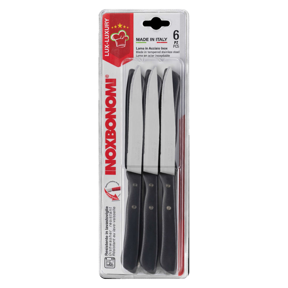 Set of 6 Inoxbonomi Pizza and Steak Table Knives MADE IN ITALY VERY SHARP