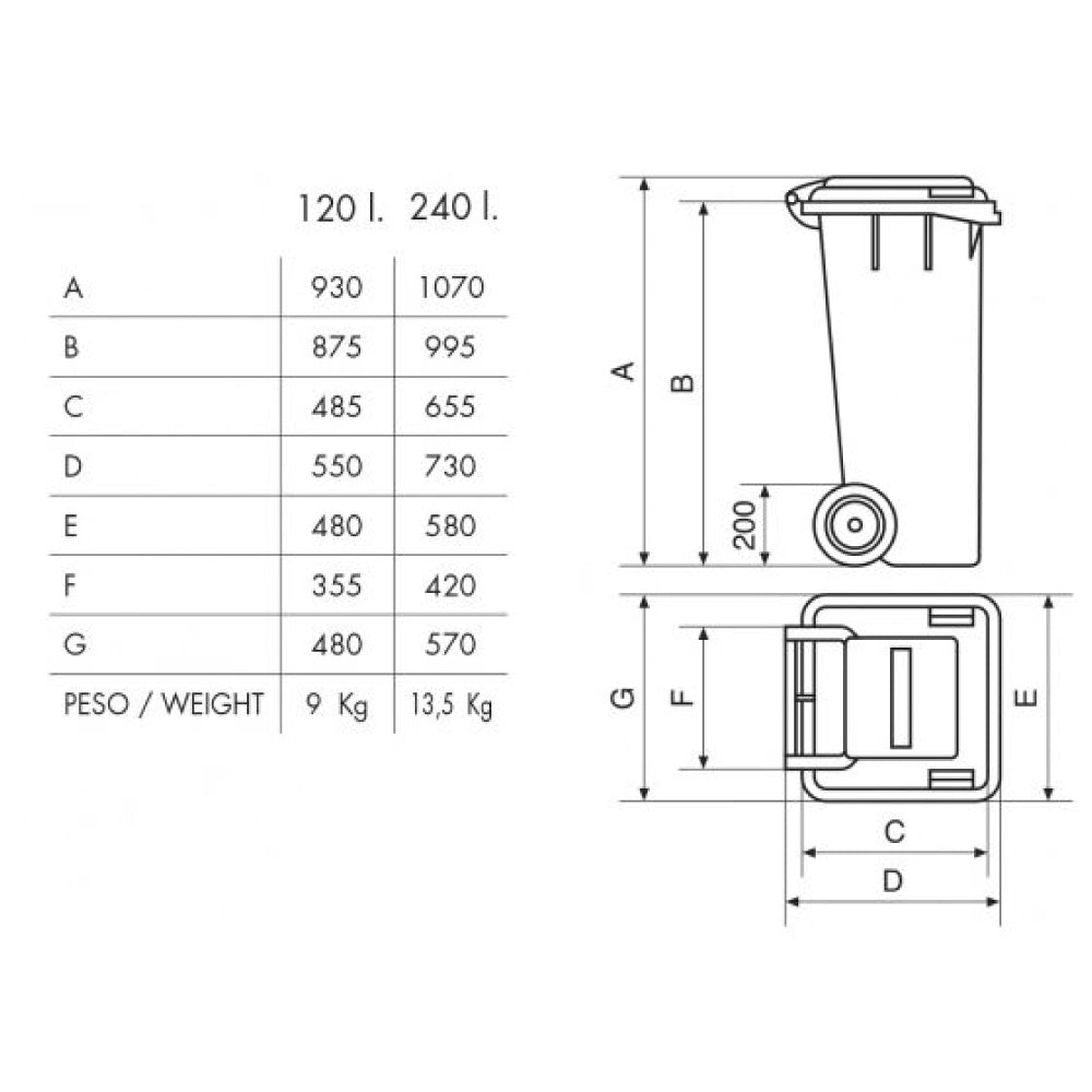 Bin for Separate Waste Collection 120L