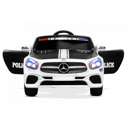 Mercedes Benz SL Polizia Macchina Elettrica per Bambini 12v FULL OPTIONAL RUOTE IN GOMMA SEDILE IN PELLE