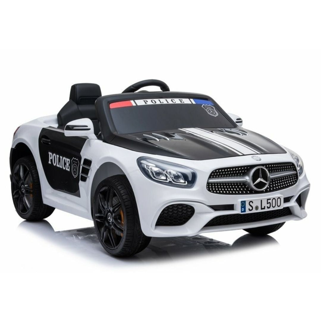 Mercedes Benz SL Polizia Macchina Elettrica per Bambini 12v FULL OPTIONAL RUOTE IN GOMMA SEDILE IN PELLE