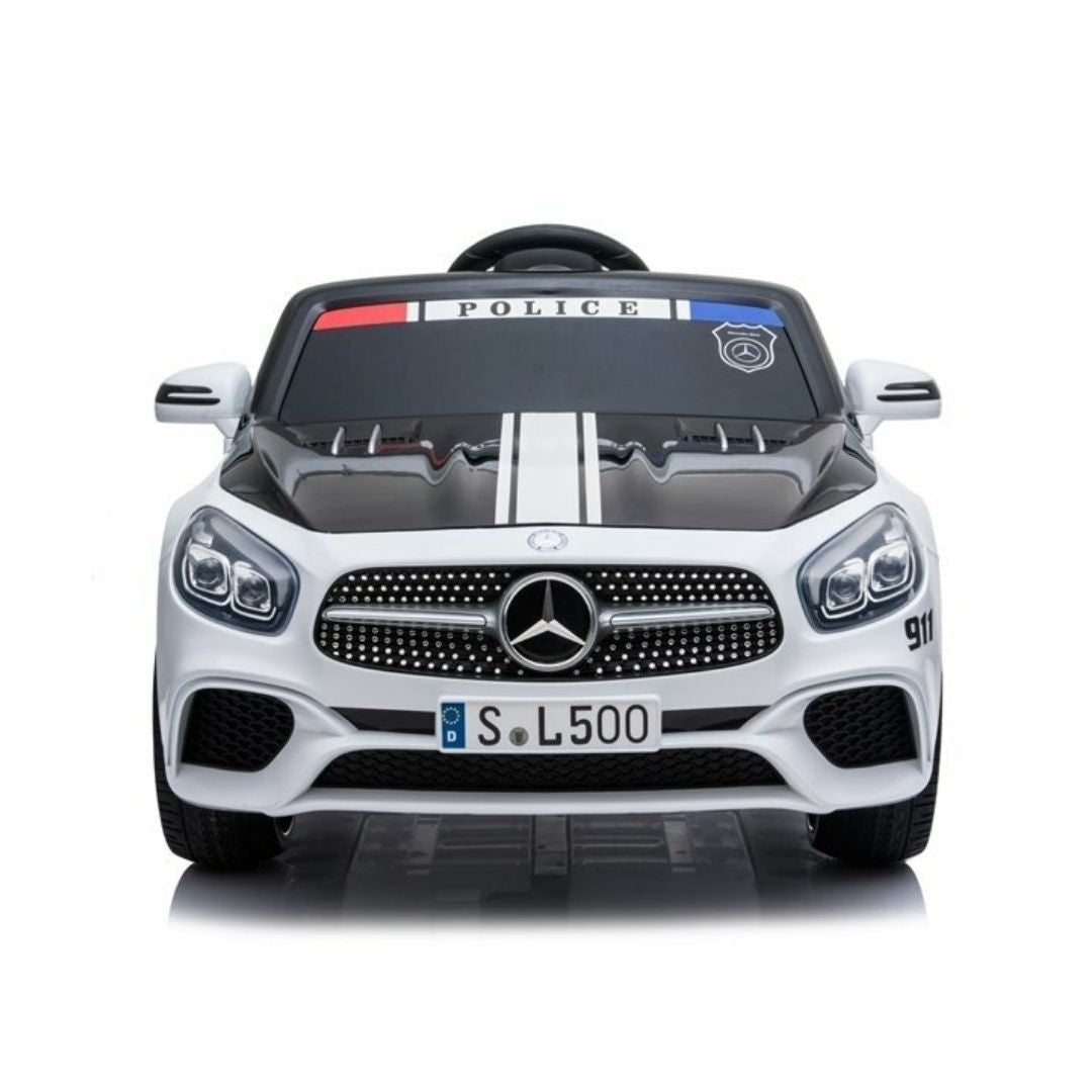 Mercedes Benz SL Polizia Macchina Elettrica per Bambini 12v FULL OPTIONAL RUOTE IN GOMMA SEDILE IN PELLE