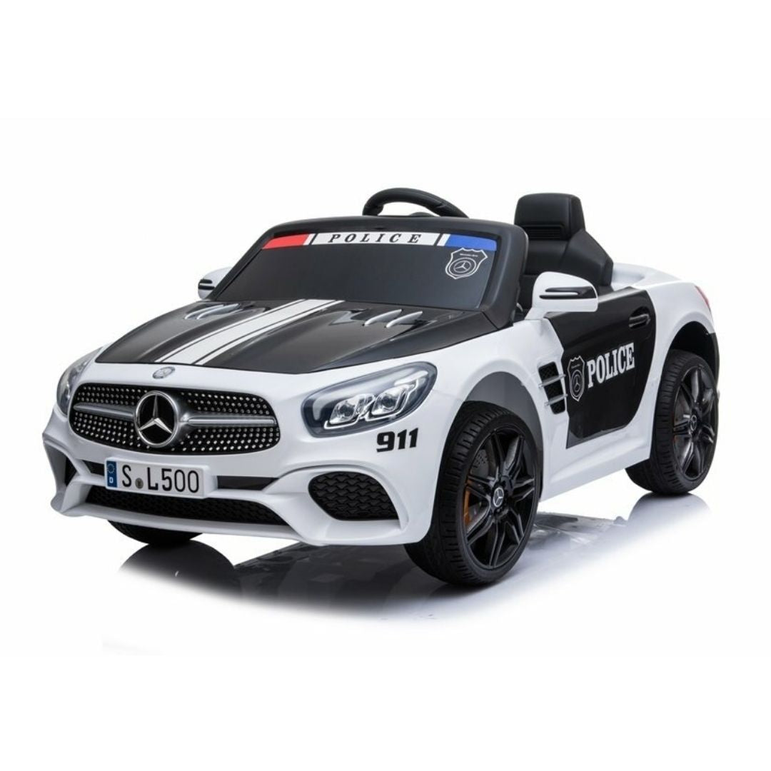 Mercedes Benz SL Polizia Macchina Elettrica per Bambini 12v FULL OPTIONAL RUOTE IN GOMMA SEDILE IN PELLE