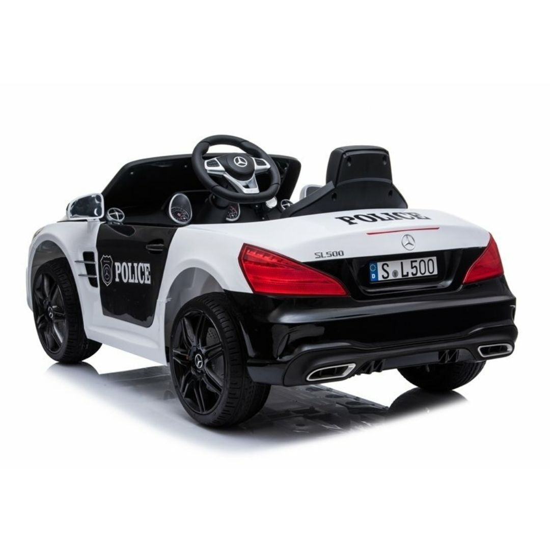 Mercedes Benz SL Polizia Macchina Elettrica per Bambini 12v FULL OPTIONAL RUOTE IN GOMMA SEDILE IN PELLE