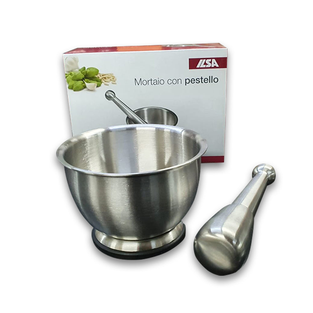 Ilsa Mortaio con Pestello Inox 18/10 con Antiscivolo 12 cm