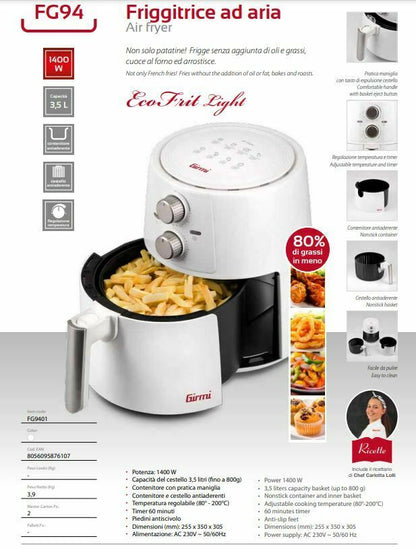 AIR FRYER FG9401 Girmi EcoFrit Light ITALY 3,5 LITERS 1400 W