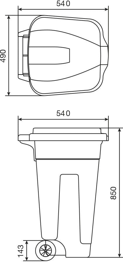 Wheelie Bins for Separate Waste Collection 100 Liters